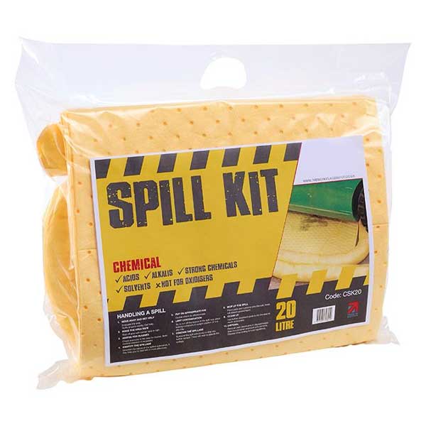 Chemical Bag Spill Kit with Pads & Socks - 20L Capacity