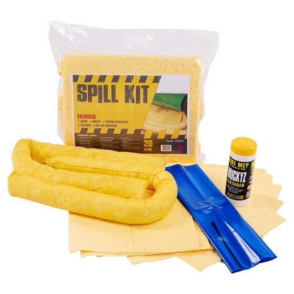 Chemical Bag Spill Kit with Pads & Socks - 20L Capacity